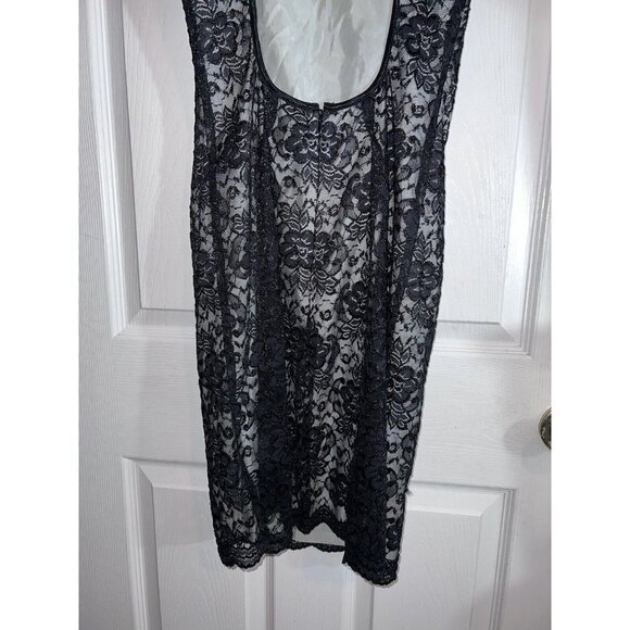 HUGO BUSCATI Collection Black Overlay Lace Satin Sleeveless Open Back - Picture 8 of 12